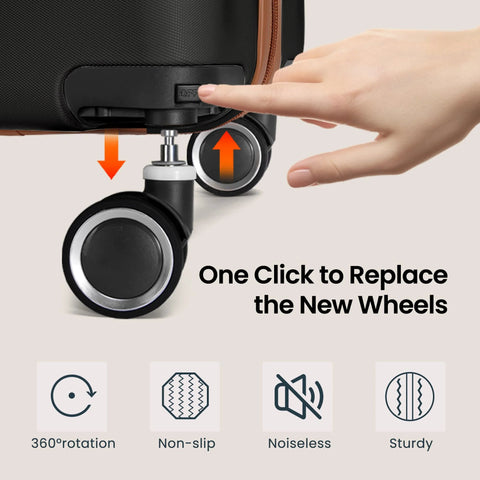Expandable hardside luggage set with replaceable spinner wheels