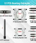 Beefy 12 Piece Bearing Puller Set With 5 Ton Capacity and Heavy Duty Flywheel Separator Tool components laid out