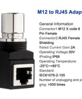 RJ45 To M12 X Coded 8 Pin Adapter 360 Degree Rotatable Shielded IP68 Industrial Ethernet Connector product specifications