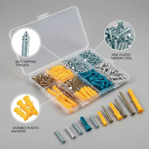 270 Piece Drywall Screw Kit With Carbon Steel Self Tapping Zinc Plated Screws For Wood Studs And Gypsum Panels No Pre Drill Needed