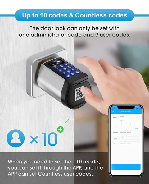 Keyless Entry Smart Door Lock With Bluetooth And App Control No Keys Needed, Keypad shown being set with user codes