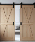 6 Inch Oval Black Pocket Door Pull Heavy Duty Stainless Steel Finger Flush Pull For Closet And Sliding Barn Doors 2 Pack Durable Rust Resistant 304 Stainless Hardware installed on wooden sliding barn doors