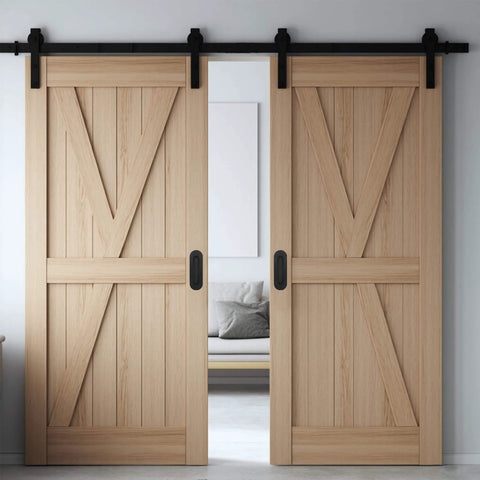 6 Inch Oval Black Pocket Door Pull Heavy Duty Stainless Steel Finger Flush Pull For Closet And Sliding Barn Doors 2 Pack Durable Rust Resistant 304 Stainless Hardware installed on wooden sliding barn doors