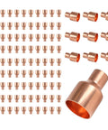 Rock Solid Low Lead Copper Coupling Reducer With Zero Drama Sweat Connection in a bulk pack of 100, showcasing various sizes and types.