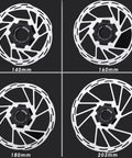 Comparison of 140mm, 160mm, 180mm, and 203mm disc brake rotors. Focus on 160mm Centerlock Disc Brake Rotor With Locking, 1.8mm Thickness, 2 Pack For Bikes.