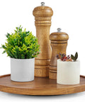 10 Inch Acacia Wood Lazy Susan Turntable Organizer For Cabinet Round Serving Tray Decorative Vintage Centerpiece Candle Holder Tray