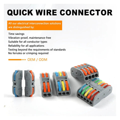 Cool 25pc Push In Wire Connector Terminal Block Set With Secure Tool Free Spring Cage Tech And Clear Housing Perfect For Quick Home LED Wiring Projects With 2 Through 5 Pin Configurations For Easy Electrical Upgrades, gray 2-5 pin wire connectors