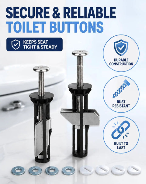 Heavy Duty Toilet Seat Fastener Bolt Kit 8 Piece Set Universal Replacement For Loose Or Damaged Seats Stainless Steel Mounting Hardware For Easy Install, stainless steel bolts and washers