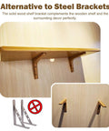 Set Of Eight Premium Wooden L Brackets For Floating Shelves With Mounting Screws, showcasing solid wood design for stylish decor.