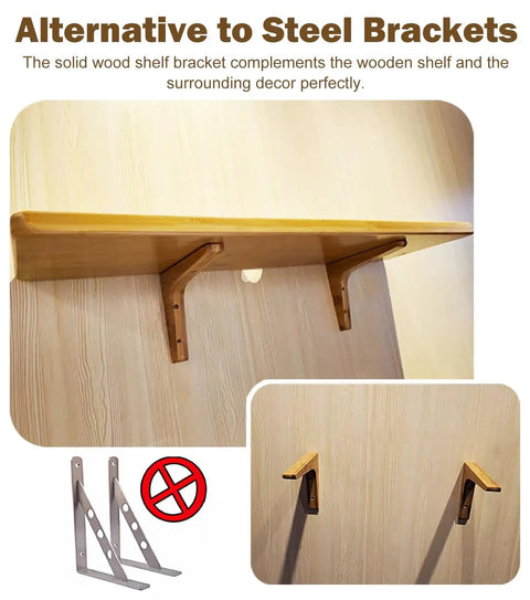 Upgrade Your Space Straight Up With Six Piece Farmhouse Solid Wood Floating Shelf Brackets Wall Mount with smooth finish.