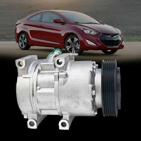 Premium Air Conditioner AC Compressor With Clutch For Hyundai Sonata and Kia Optima, six groove pulley, direct replacement.