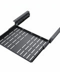 Heavy Duty Under Desk Laptop Mount With Super Smooth Gliding Steel Tray Quiet Ball Bearings Roll Out Freely, black perforated tray.