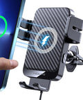 Wireless Car Charger Mount With Auto Clamping Air Vent Phone Holder, 15W Fast Wireless Charging On The Go For iPhone and Samsung