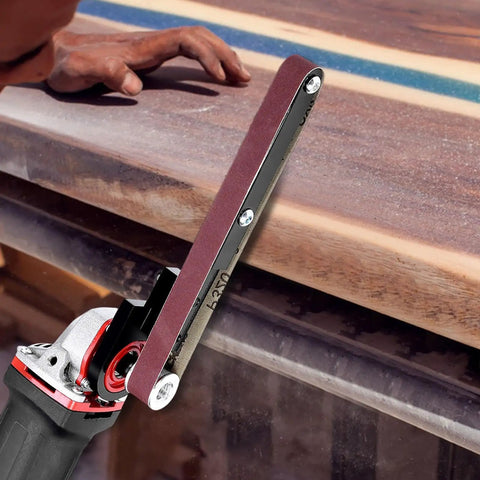 Heavy Duty Angle Grinder Belt Sander Attachment Portable Sanding Adapter with Stable Alloy Bracket for smooth wood finishing.