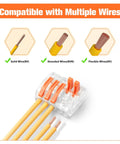 Lever Wire Nut Connectors Kit With 150 Pieces For 2 To 5 Conductors, Push In Quick Connectors For AWG 28 To 12 with wire types