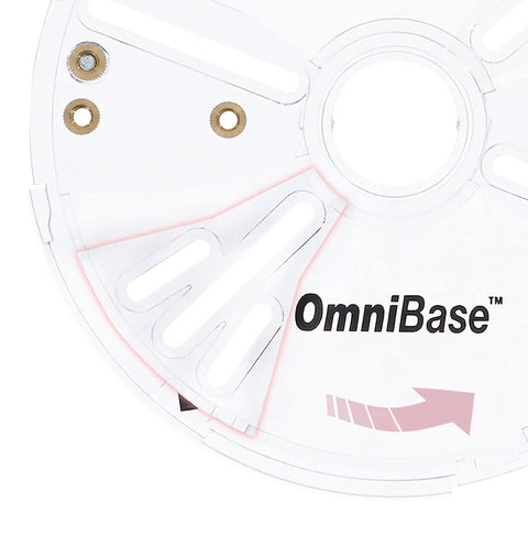 Universal 7 Inch Router Base Plate With Adjustable Swivel Wings And Clear Top For Sharp Vision showing the center with mounting holes.