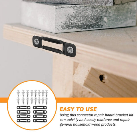 Heavy Duty Black Furniture Connectors And Hidden Screws For Dressers Bookshelves 50 Set Anti Rust Hardware kit with brackets and screws.