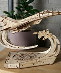 Ghost Of Kyiv Ukrainian Fighter 3D Puzzle Jet Model Kit With Movable Ailerons Wing Flaps And Tail Rudders Retractable Landing Gear MiG 29 Military Aircraft Replica Built For Builders And Collectors Who Dig Real Jet Details. 1:72 wooden model on stand