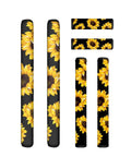 Sunflower Print Refrigerator Door Handle Covers Set of 6, Three Sizes, black background with sunflower pattern, kitchen decor