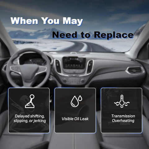 Interior view of car dashboard warning signs for Automatic Transmission Filter Oil Pan Gasket Kit For 722.6 Transmission Direct Fit