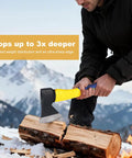 14 Inch Wood Hatchet For Serious Outdoorsmen used for chopping firewood in snowy mountains