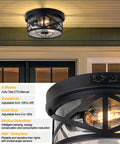Kickass Motion Sensor Outdoor Ceiling Light Black Flush Mount sensor settings and design details for porch and patio use.