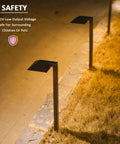 LED Path Light 0.6W Low Voltage Landscape Lighting For Outdoor Pathways Charcoal Brown with warm white light along pathway