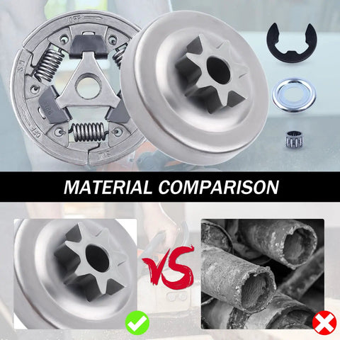 Material comparison of Three Eighths Inch Spur Clutch Drum Sprocket Bearing Kit Five Piece Replacement For Stihl MS311 MS391 Chainsaws