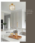 Kitchen with Crystal Semi Flush Mount Chandelier With Gold Finish Open Cylinder Frame Enclosing Clear Crystals Modern Ceiling Light