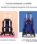 Lightweight Folding Backpack Trolley With Three Wheel Rolling Hand Truck Design showing backpacks fitting on cart with buckle straps
