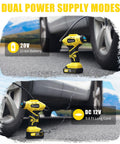 Roadside Ready Cordless Tire Inflator Portable Air Compressor 20V Rechargeable Battery Powered Car Pump With 12V DC Adapter