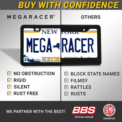 Comparison of Slim Matte Black License Plate Frames 2 Pack, Rust Free Stainless Steel vs other frames, highlighting benefits.