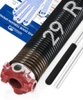 Right Hand Garage Door Torsion Spring 0.234x2x29 In Red Cone Non Slip Winding Bars And Gloves Electrophoresis Black Coated