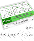 Ruibapa 50-piece torsion springs assortment kit in plastic case, 304 stainless steel, 15 sizes, 45/90/120-degree