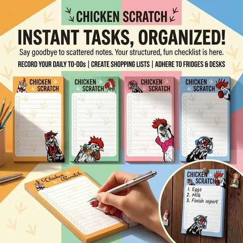 Chicken Themed Sticky Notes Set 4x6 Inches 200 Sheets Total Cute Rooster Paw Print Design Funny Animal Stationery For Office School And Home Durable Ink Proof Paper For Smooth Writing Perfect For Crazy Chicken Lady displayed on desk
