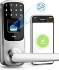2nd Gen Smart Lock With Bluetooth Biometric Fingerprint And Touch Keypad 5 In 1 No Key Needed Entry Door Lock For Home Shake To Open Smartphone Control Satin Nickel Finish Latch Edition