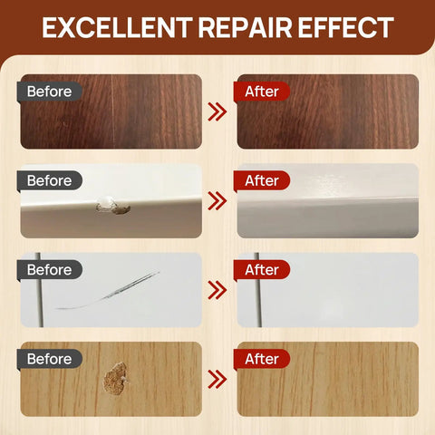 Wood Furniture Repair Kit With 10 Color Touch Up Fillers For Scratches Cracks Paint Chips And Nail Holes On Furniture Before After Results
