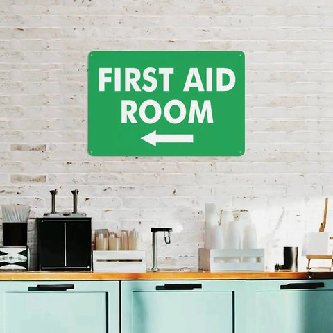 Left Arrow First Aid Room Outdoor Medical Safety Sign 8x12 Aluminum Wall Decor For Home Office School Factory Driveway Emergency