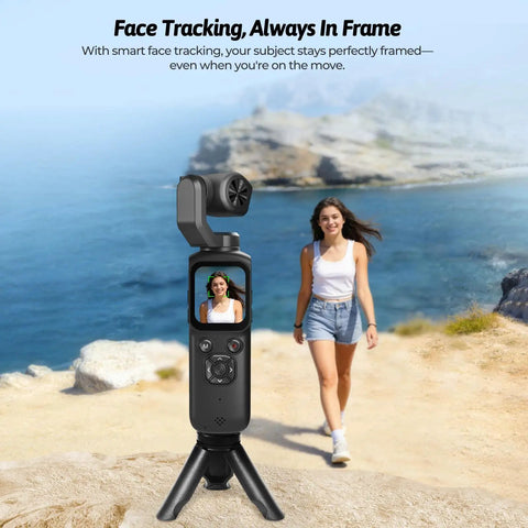 4K Vlogging Camera For YouTube And Social Media Ultra Portable 75MP Pocket Digital Camera with rotating gimbal and WiFi feature
