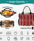 Large Leakproof Insulated Cooler Bag For Women 18 Can Capacity Lunch Tote with fruit and cans, side view and bottom design.