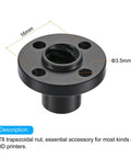 T8 POM Trapezoidal Nut 2mm Pitch 8mm Lead For Most 3D Printers Black 4 Pack, shown with dimensions for installation