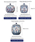 Large Ceramic Rice Jar And Flour Bin With Snap Lock Airtight Lids Authentic Chinese Good Fortune Design set of three sizes with capacities