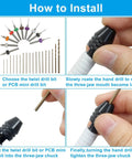 How to install Micro Hand Drill Set With Pin Vise And 56 Precision Bits PCB Cutting Bits And Resin Polymer Clay Jewelry Making Tools For DIY Crafting Ergonomic Aluminum Hand Drill In Black
