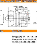 Top Shelf Helical Planetary Gearbox Step Down Motor Reducer For 1.2KW To 3KW 110 To 220Mm Servo with detailed dimension specifications.