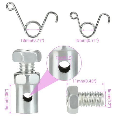 Go Kart Throttle Cable Kit Heavy Duty 84 Inch Replacement hardware details with springs and bolts for Predator engines