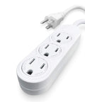 Six Foot 14 3 Gauge Vinyl Extension Cord For Indoor And Outdoor Use With Three Grounded Outlets UL Listed 15 Amp 125 Volt Power Cord Featuring Twist To Lock Safety Covers White