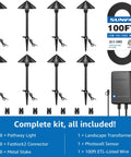 Image of All In One Low Voltage Landscape Lighting Kit With 8 Pathway Lights 60W Transformer 100 Ft Wire 3000K Warm White Outdoor Garden Walkway Lighting Easy Install Complete Bundle For Yard Patio, displaying lights and accessories.
