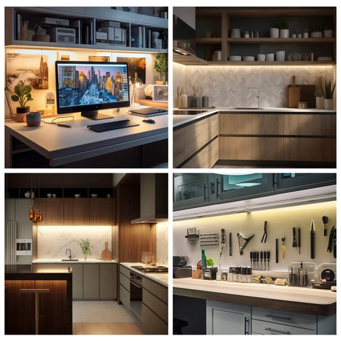 Hand Wave Activated Under Cabinet Led Lighting Kit Dimmable 12 Pack 12 Inch Lights for Kitchens, Garages, Office Desk