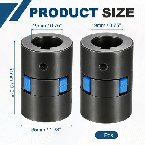 L Type Flexible Coupling Set Three Quarters To Three Quarters Inch L Jaw Shaft Connector With Rubber Spider Interchangeable For Spindle Transmissions Automation Equipment High Speed Precision Easy Installation Durable Black, 35x51mm