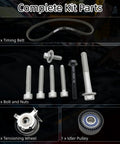 Complete kit parts of Engine Timing Belt Kit With Tensioner For Volvo 2.0T Cars Fits XC90 XC70 XC60 XC40 V90 V70 S90 S80 S60 32213096 Replacement Part Direct Fit And Premium Quality For Long Lasting Beefed Up Durability.